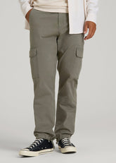 Straight Fit Vintage Washed Cargo Pants for Tall Men in Camper Green