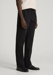 Stretch Commuter Pleated Chinos for Tall Men in Black