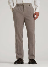 Wool Blend Dress Pants for Tall Men in Taupe Mix