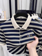 Summer New Men's Short-sleeved T-shirt Fashion Brand Hip-hop turndown Base Shirt Top for Men