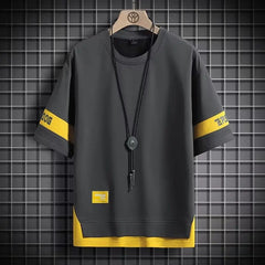 New Short-sleeved T-shirt Men's Summer Thin Top Hong Kong-style Fashionable Ins Casual Half-sleeved Shirt