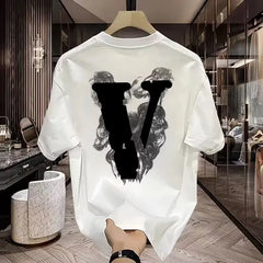 Cotton Summer New Men's American Streetwear Premium Graphic Crew Neck T-shirt Trendy Casual Short Sleeve