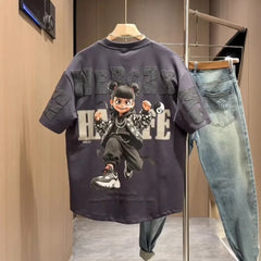 New Summer Printed Loose Casual Half-sleeved T-shirt Men's Fashionable All-match Trendy Short-sleeved Top