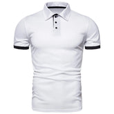 Spring Summer New Men's Solid Short Sleeve Polo Shirt Stylish Business Casual Lapel Top