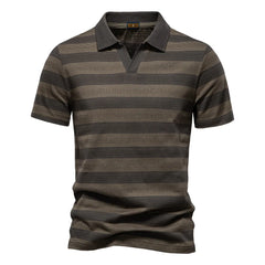 Spring and Summer New Striped Lapel Men's POLO Shirt Fashion Casual Short Sleeve Cotton Polo Men