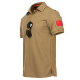 Men's Breathable Quick Dry Mercerized Short Sleeve Polo Shirt Tactical Shirt Hiking Hunting Training Stretchy Loose Polo Shirt