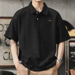 American Style Retro Polo Shirt Men's Summer Simple Men's Loose Large Size Men's Short-sleeved T-shirt Paul Shirt