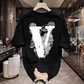 Cotton Summer New Men's American Streetwear Premium Graphic Crew Neck T-shirt Trendy Casual Short Sleeve