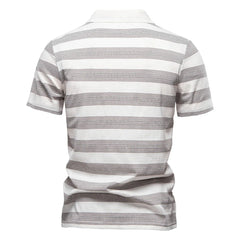 Spring and Summer New Striped Lapel Men's POLO Shirt Fashion Casual Short Sleeve Cotton Polo Men
