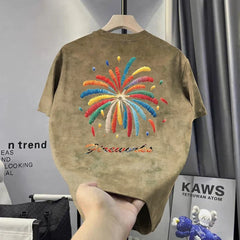 New Tie-Dye Old Style Trendy Short-Sleeved T-Shirt Men's European Style Slim-Fit Trendy Brand Summer Men's T-Shirt