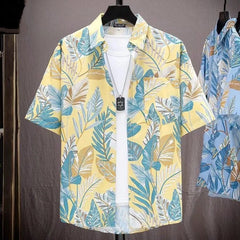 New Arrival Floral Shirt Men's Short-Sleeved Summer Puffy Handsome Hawaiian Thin Retro Beach Shirt T-Shirt