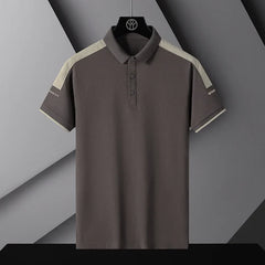 New Youth Summer Ice Silk Cool New Turndown Shirt Men's Casual Trendy Color-matching Short-sleeved Shirt for Men