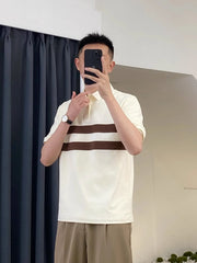 Men's New Trendy Color-Block Polo Shirt - Premium Slim-Fit Collared Short-Sleeve Top for Summer
