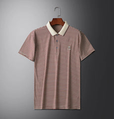 Men's Summer Trendy Short-Sleeve Polo Shirt Casual Lightweight Striped & Printed for Young Adults