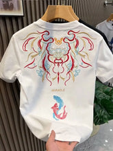 Summer New National Fashion Ethnic Style Embroidered Short-sleeved T-shirt Men's Casual Round Neck All-match Base T-shirt
