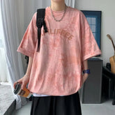 American Tie-Dye Short-Sleeved T-Shirt Men's Summer Ins New Loose Half-Sleeved T-Shirt for Teenagers
