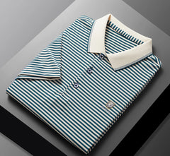 Men's Summer Trendy Short-Sleeve Polo Shirt Casual Lightweight Striped & Printed for Young Adults