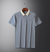 Men's Summer Trendy Short-Sleeve Polo Shirt Casual Lightweight Striped & Printed for Young Adults