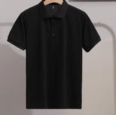 High Quality Men's Short Sleeve Polo Shirts Quick Dry Stripe Prints with Button Decoration Quality Polyester Fabric for Men