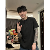 Heavy Waffled Short-sleeved Men's Spring Summer Vintage Non-Iron Treatment American Style Trendy Brand T-shirt