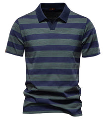 Spring and Summer New Striped Lapel Men's POLO Shirt Fashion Casual Short Sleeve Cotton Polo Men