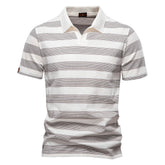 Spring and Summer New Striped Lapel Men's POLO Shirt Fashion Casual Short Sleeve Cotton Polo Men