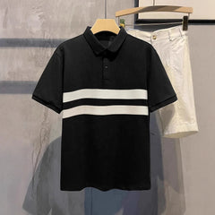 Men's New Trendy Color-Block Polo Shirt - Premium Slim-Fit Collared Short-Sleeve Top for Summer