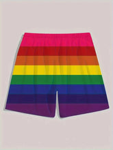 3d Print Rainbow Graphic Short Pants For Men Fashion Street Fashion Breathable Colorful Beach Shorts Vacation Swim Trunks