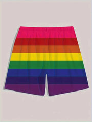 3d Print Rainbow Graphic Short Pants For Men Fashion Street Fashion Breathable Colorful Beach Shorts Vacation Swim Trunks