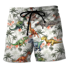 Funny 3D Printing Dinosaur Beach Shorts For Men Street Drawstring Swimming Trunks Men Summer Animal Pattern Surfboard Shorts