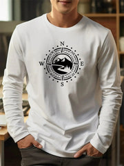 Men's Compass Pattern Printed T-shirt™