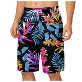 Men's Leaf Printed Sports Shorts Summer Cool Hawaiian 3D Printed Casual Swim Trunks Drawstring Surfboard Shorts