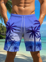 Hawaiian Tropical Palm Tree Shorts - Summer Casual Beachwear