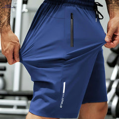 HIDKAT Men's Casual Sports Shorts - Elastic Drawstring & Zippered Pockets