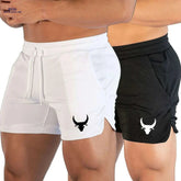 Men's Athletic Shorts - Stretchy Polyester with Calf Head Print