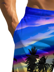 Men's Beach Shorts - Quick-Drying Coconut Tree Print for Summer Fun