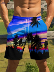 Men's Beach Shorts - Quick-Drying Coconut Tree Print for Summer Fun