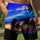 Men's Beach Shorts - Quick-Drying Coconut Tree Print for Summer Fun