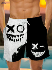Men's Cartoon Graphic Beach Shorts - Quick-Dry, Adjustable Waist