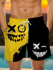 Men's Cartoon Graphic Beach Shorts - Quick-Dry, Adjustable Waist