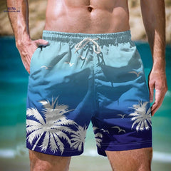 Men's Casual Beach Shorts - Geometric Pattern, Lightweight Polyester