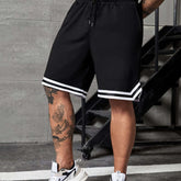 Men's Casual Color-Block Shorts - Loose Fit with Drawstring Pockets