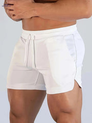 Men's Casual Elastic Waist Shorts with Pockets - Summer Solid