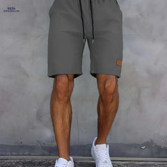 Men’s Casual Solid Color Five-Point Shorts - Elastic Waist, Mid Rise