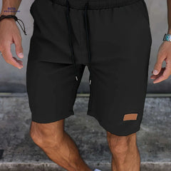 Men’s Casual Solid Color Five-Point Shorts - Elastic Waist, Mid Rise