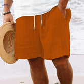 Men's Casual Striped Shorts - Non-Stretch Fabric, Pocket Detail