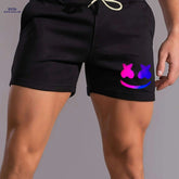 Men's Comfy Smiling Face Pattern Shorts - Drawstring, Slight Stretch