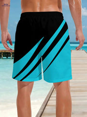 Men’s Fast-Drying Swim Shorts - Vibrant Geometric Design, Relaxed Fit