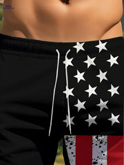Men's Patriotic American Flag Shorts - High-Stretch Casual Wear