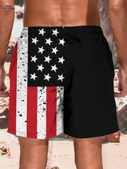 Men's Patriotic American Flag Shorts - High-Stretch Casual Wear